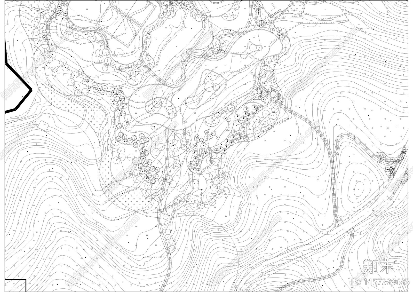 城市示范性公园之森林公园景cad施工图下载【ID:1157339633】