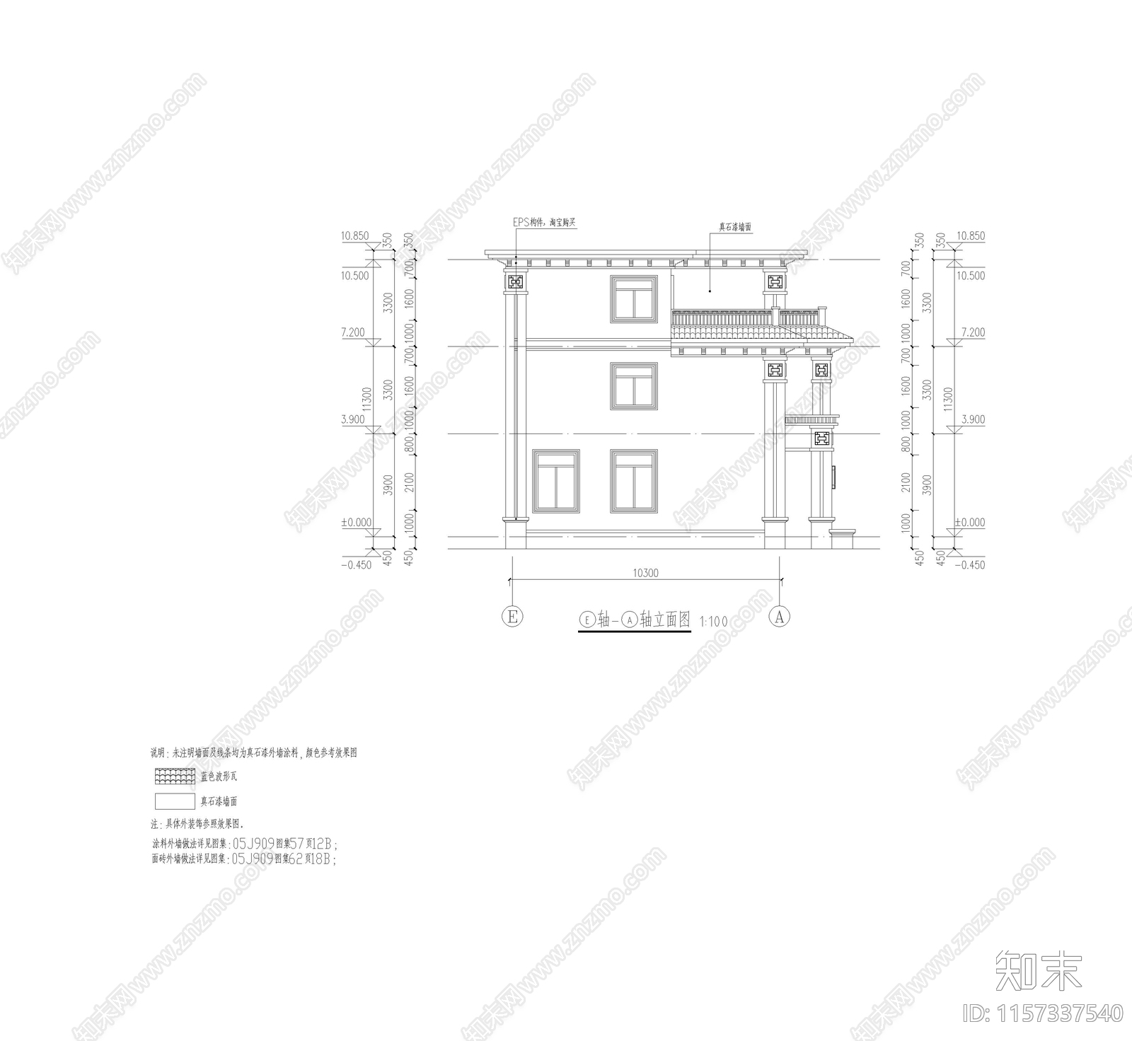 新中式别墅cad施工图下载【ID:1157337540】