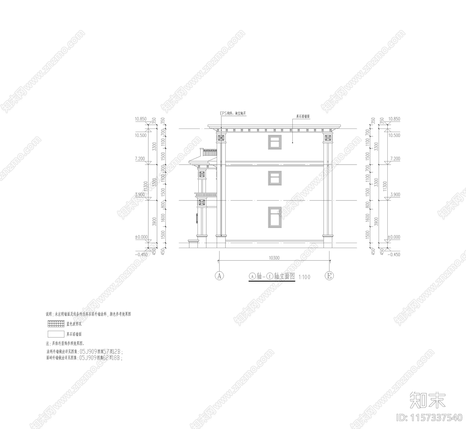 新中式别墅cad施工图下载【ID:1157337540】