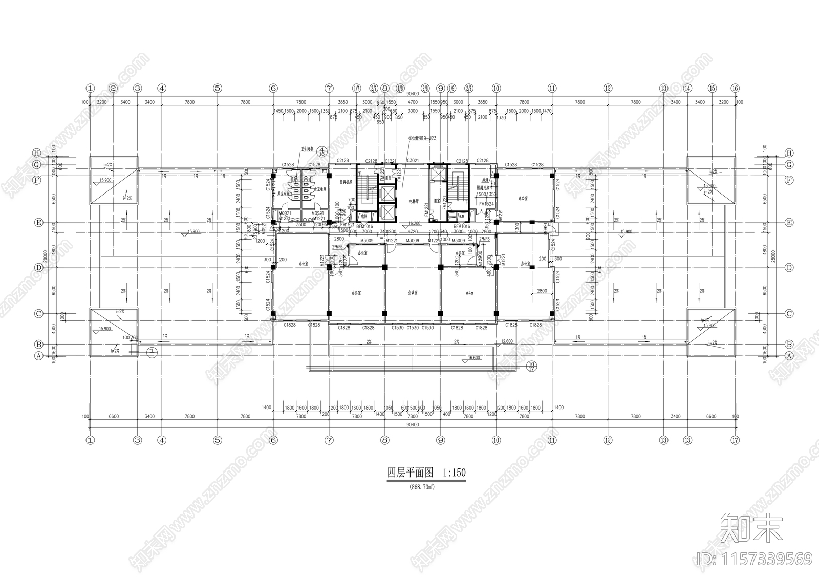 二十层政府服务中心建cad施工图下载【ID:1157339569】