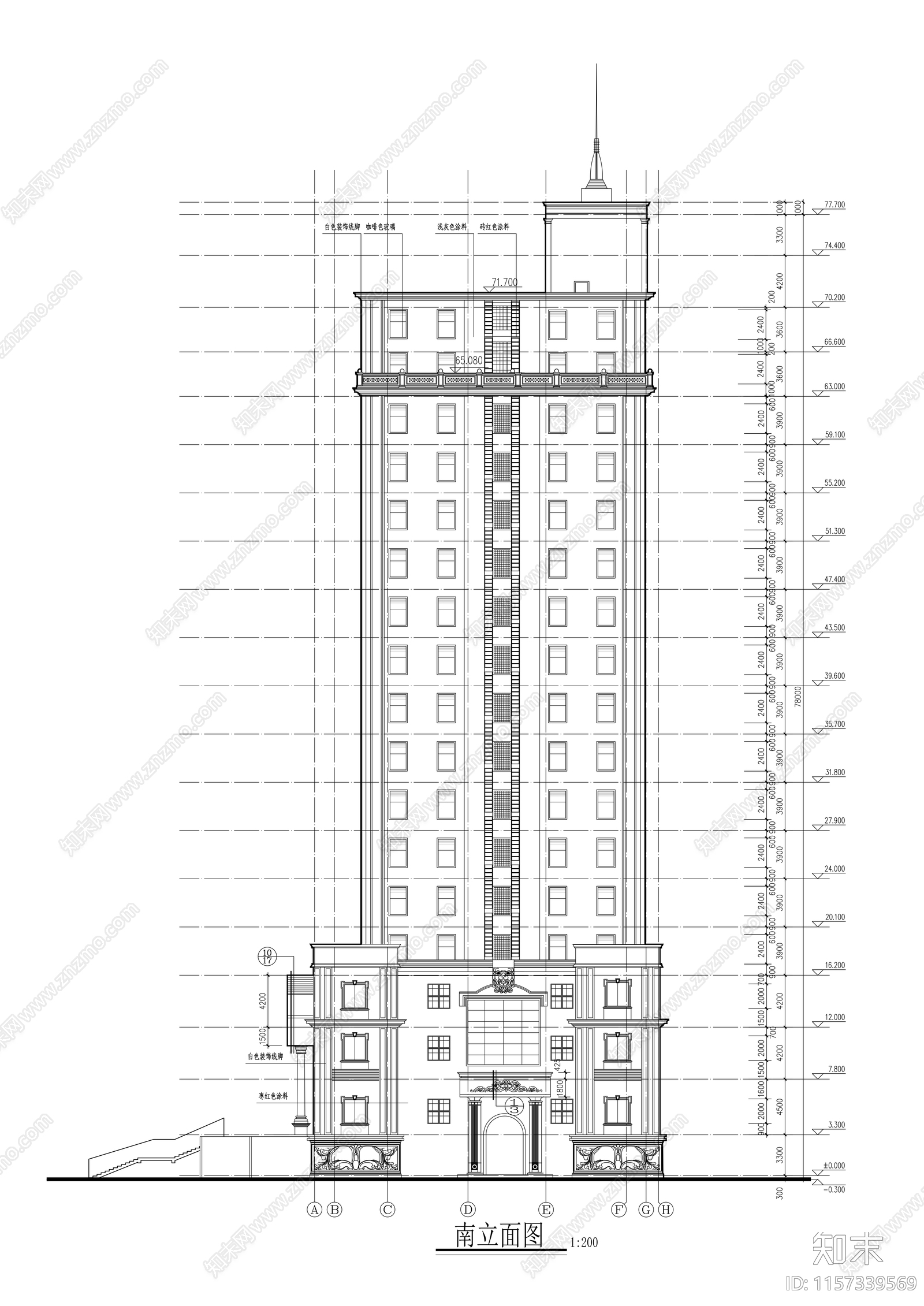 二十层政府服务中心建cad施工图下载【ID:1157339569】