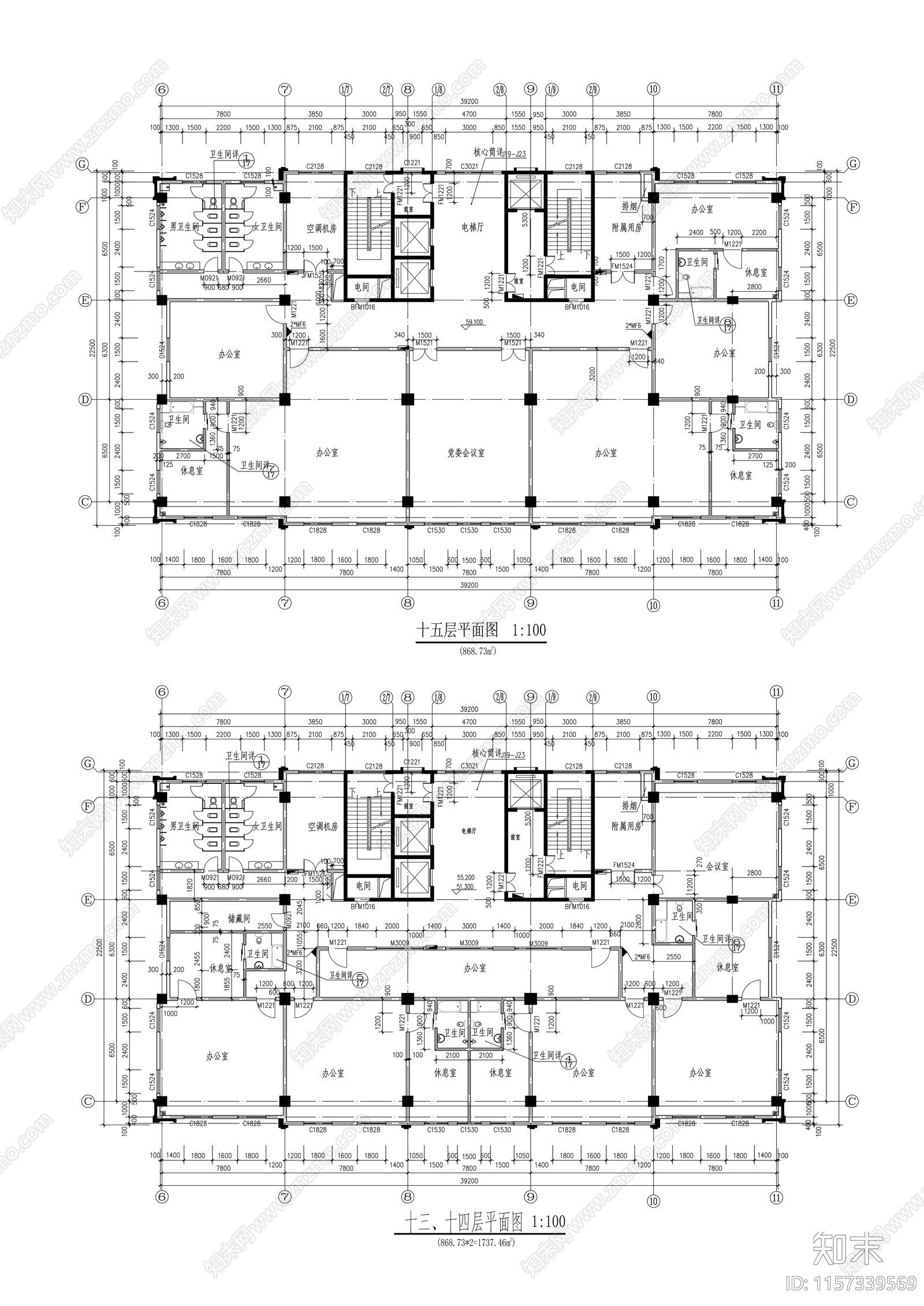 二十层政府服务中心建cad施工图下载【ID:1157339569】