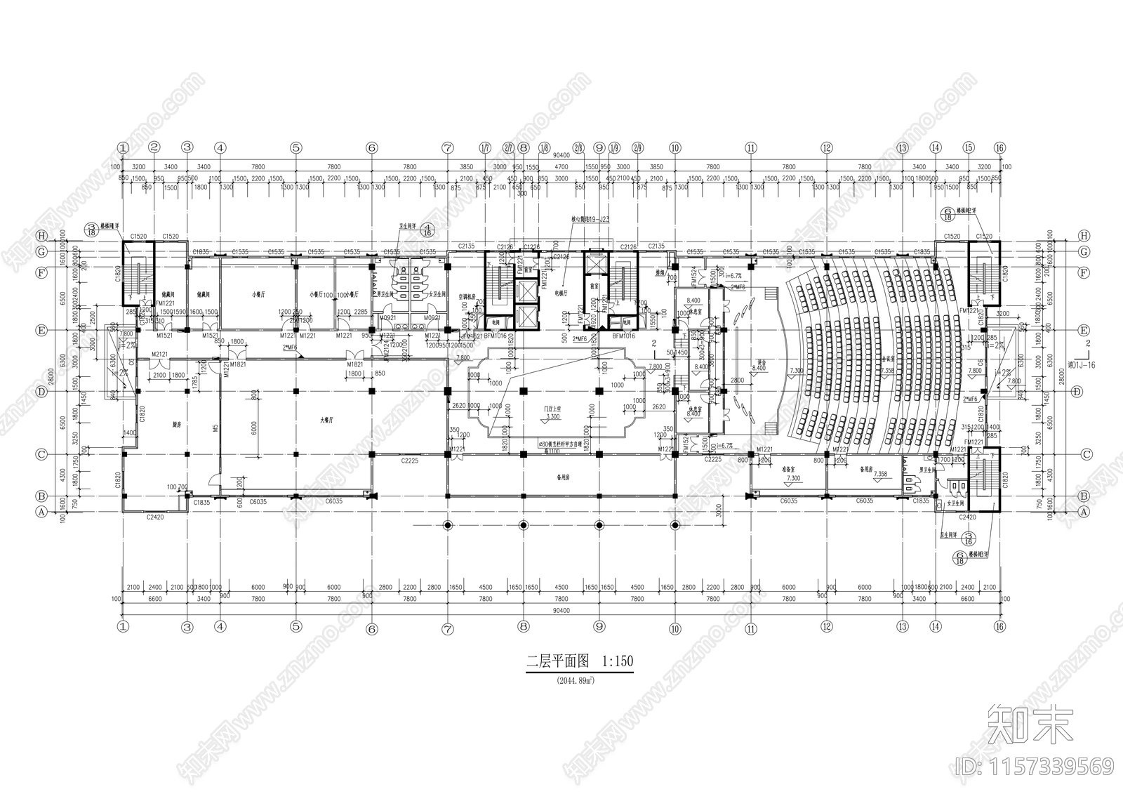 二十层政府服务中心建cad施工图下载【ID:1157339569】