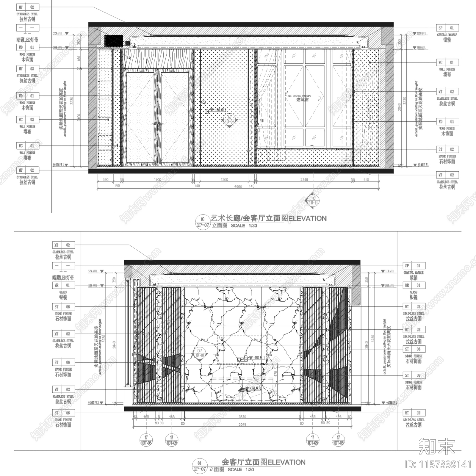 新中式禅意佛山绿岛湖四层别墅250户型室内家装cad施工图下载【ID:1157339141】