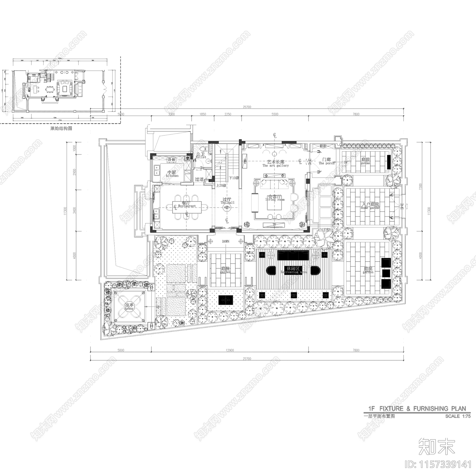 新中式禅意佛山绿岛湖四层别墅250户型室内家装cad施工图下载【ID:1157339141】