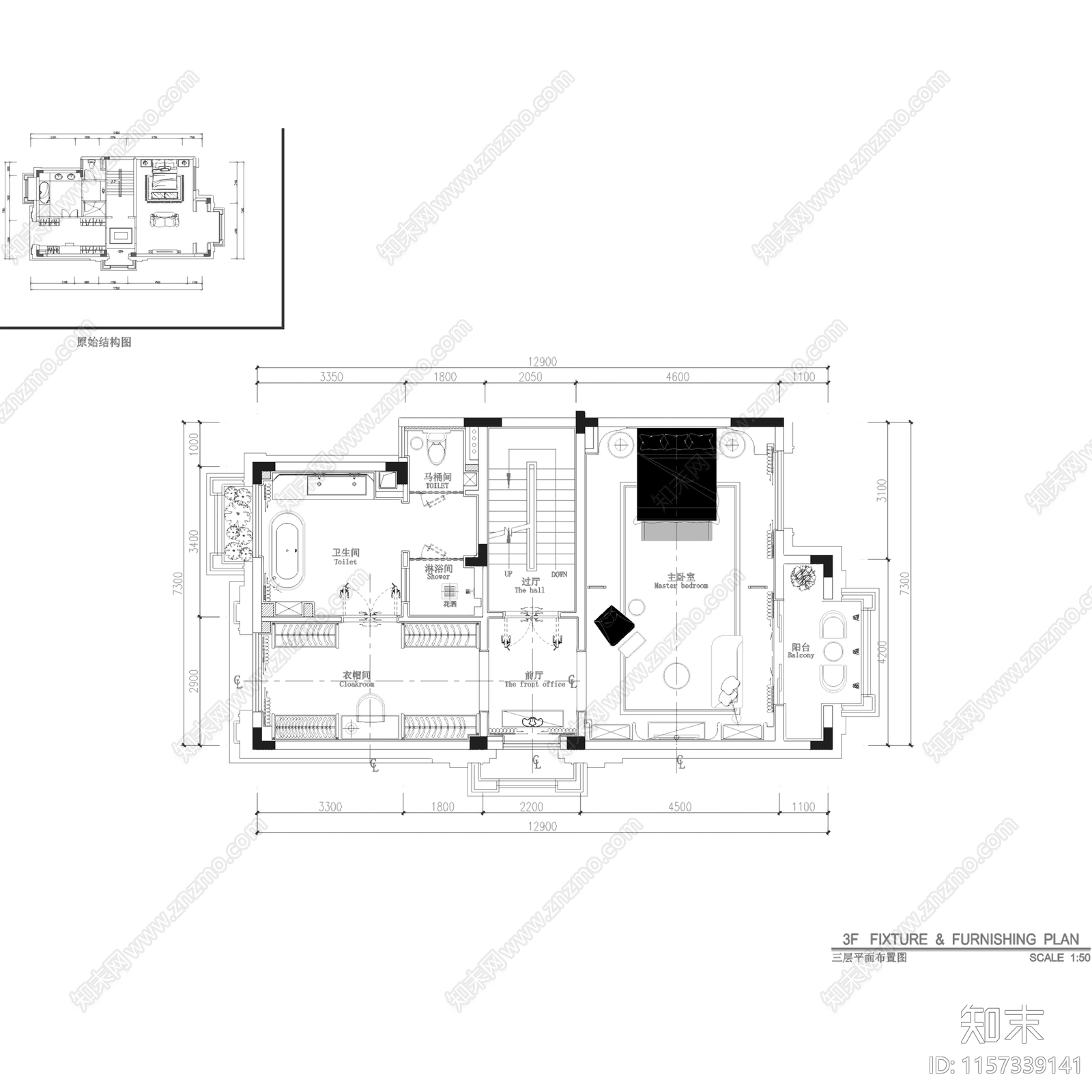 新中式禅意佛山绿岛湖四层别墅250户型室内家装cad施工图下载【ID:1157339141】