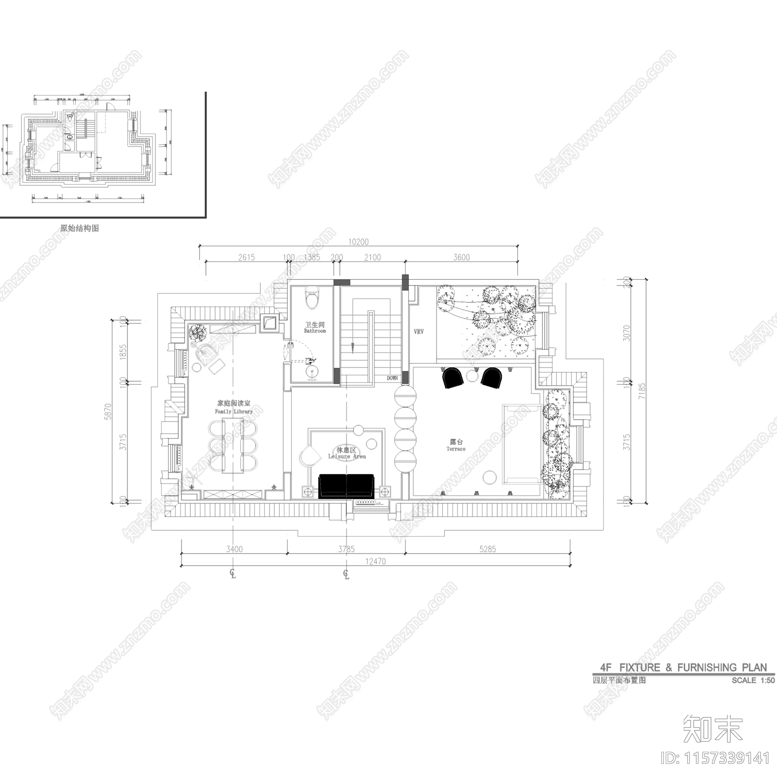 新中式禅意佛山绿岛湖四层别墅250户型室内家装cad施工图下载【ID:1157339141】