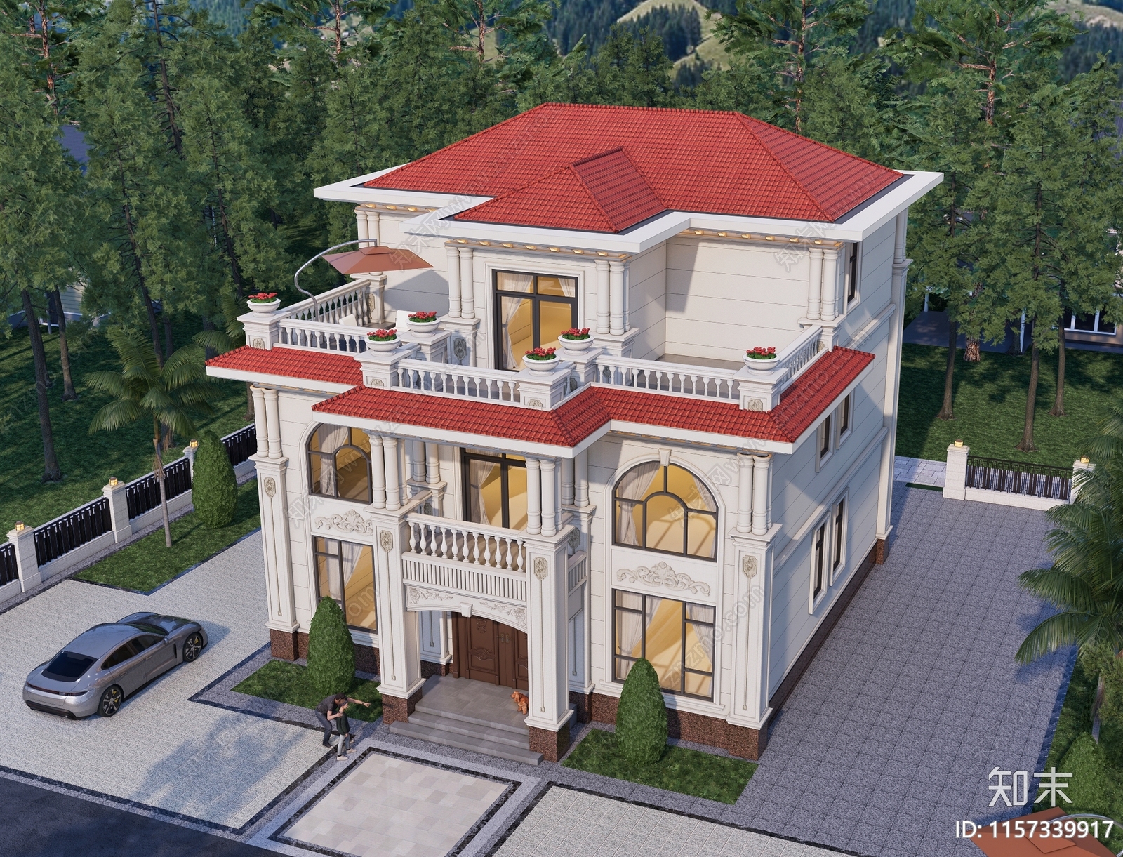 欧式三层别墅施工图下载【ID:1157339917】