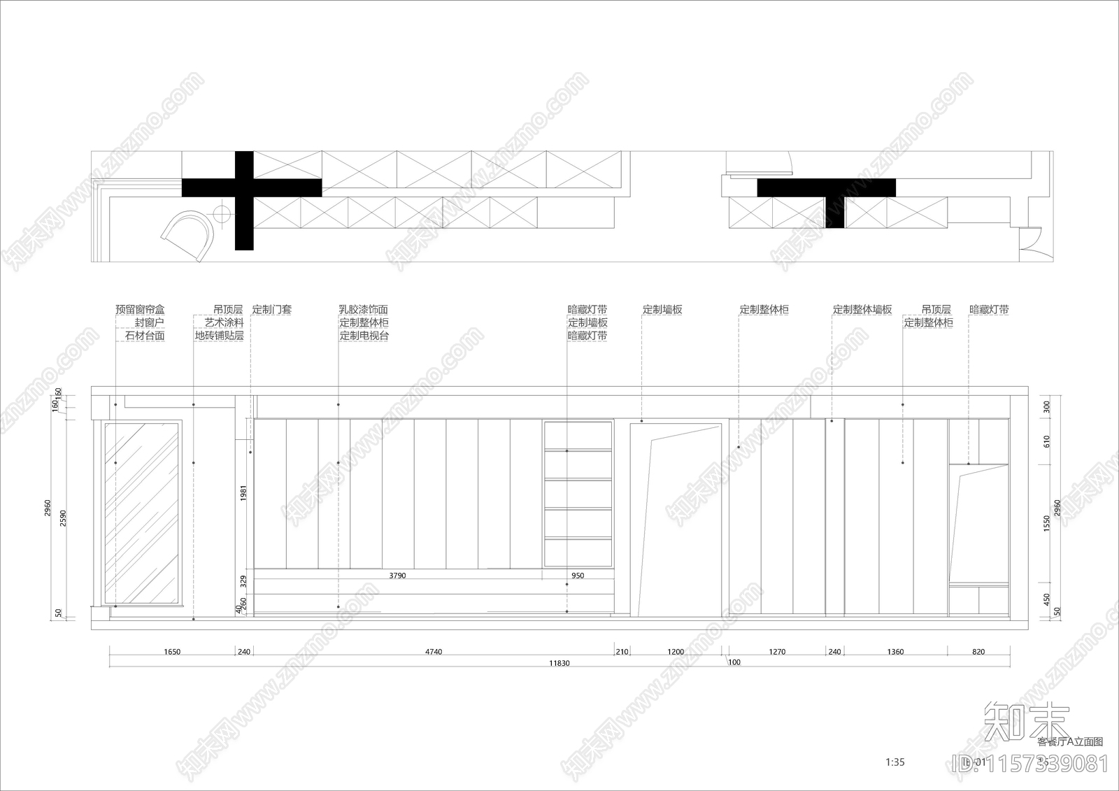 现代简约套四双卫大平层家装住cad施工图下载【ID:1157339081】