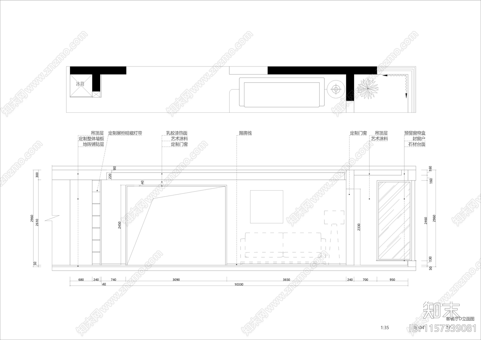 现代简约套四双卫大平层家装住cad施工图下载【ID:1157339081】