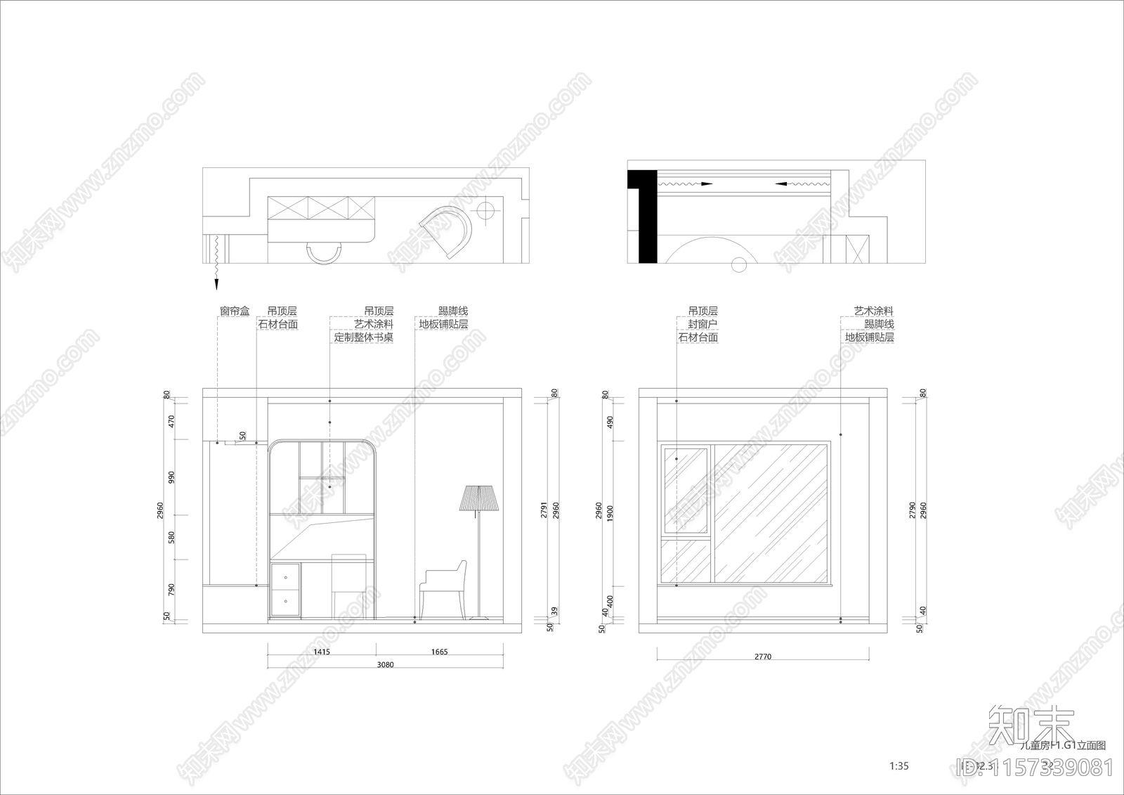 现代简约套四双卫大平层家装住cad施工图下载【ID:1157339081】