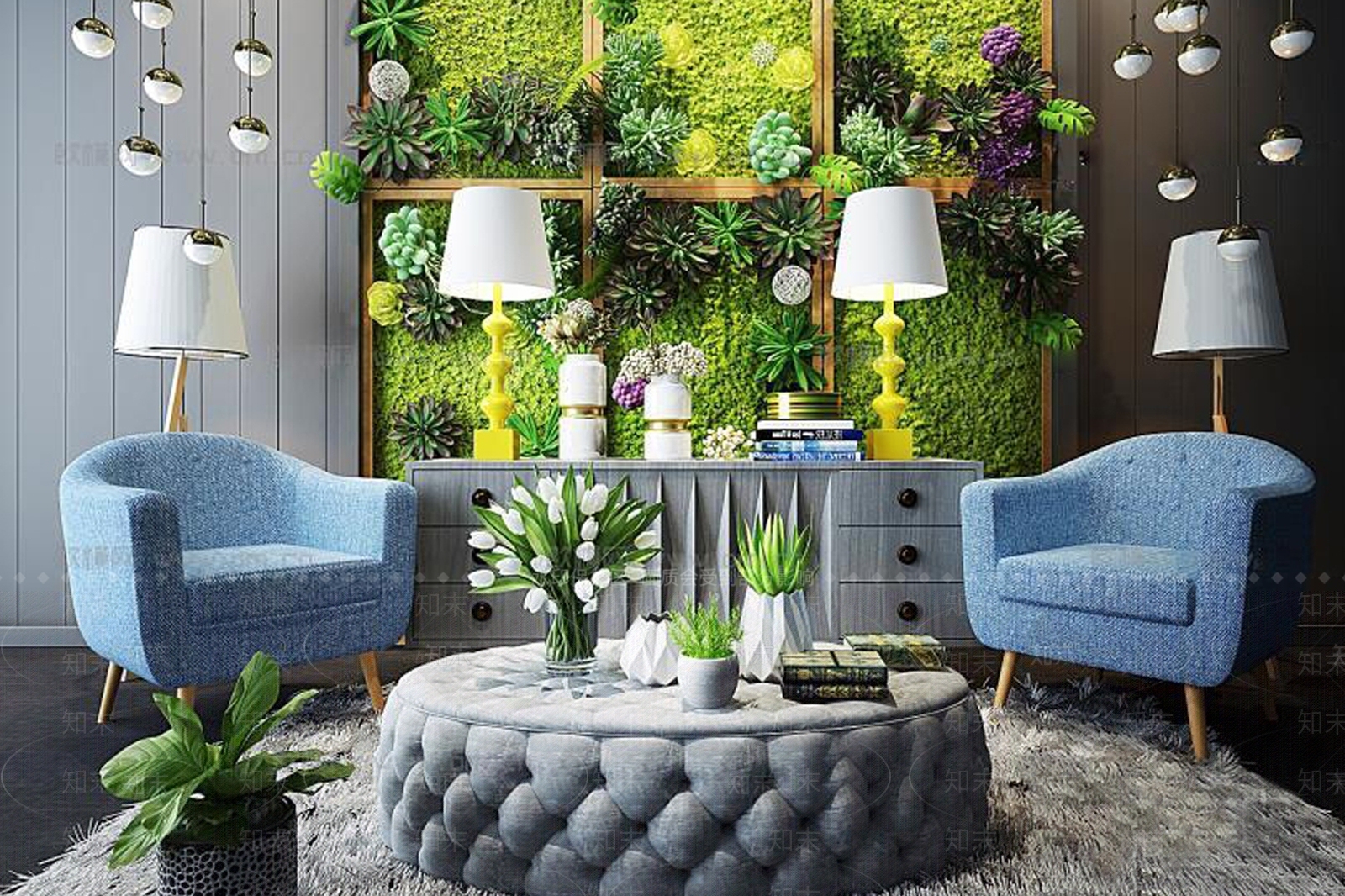 现代经典现代茶几沙发3D模型下载【ID:1157339523】