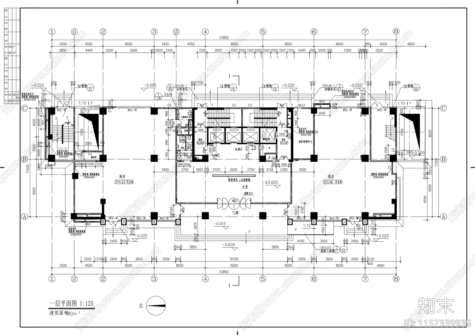 二十七层办公楼建筑cad施工图下载【ID:1157339935】