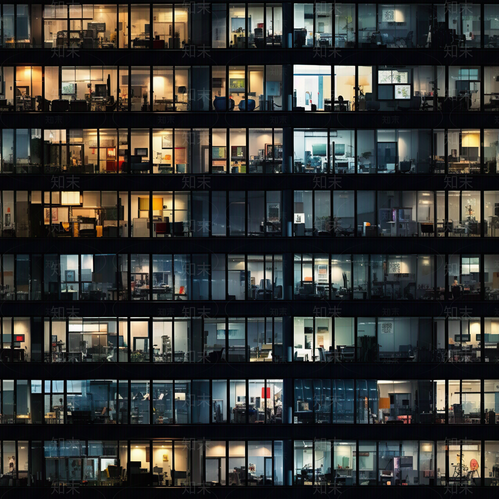 无缝夜晚建筑灯光窗户立面贴图下载【ID:1157341232】