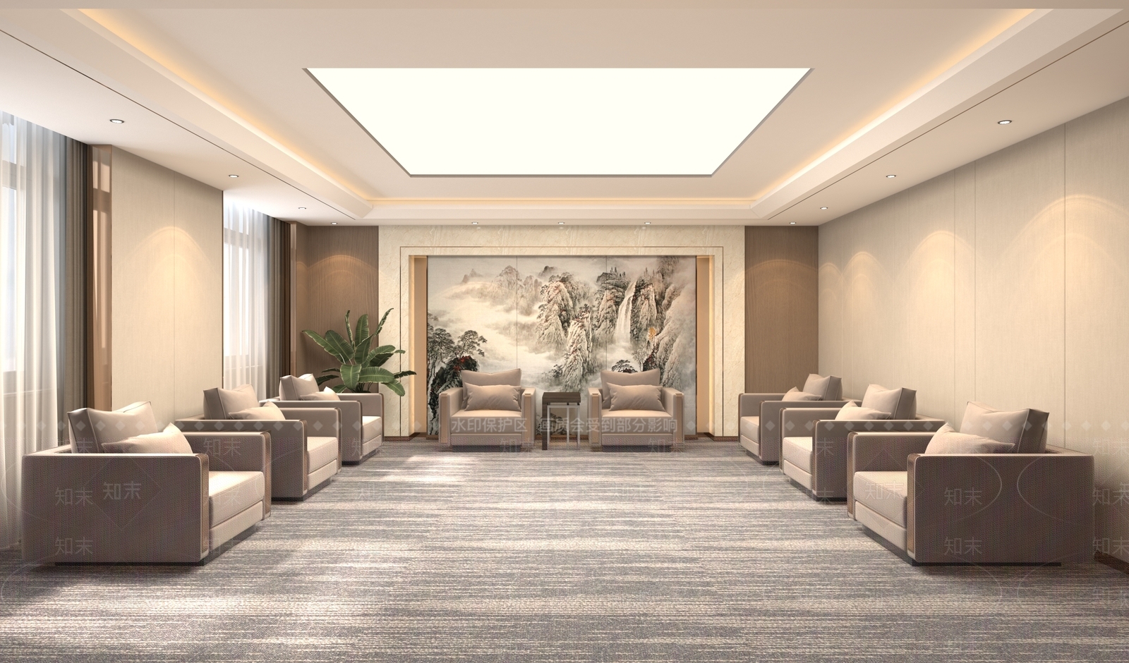 新中式接待室3D模型下载【ID:1157342662】