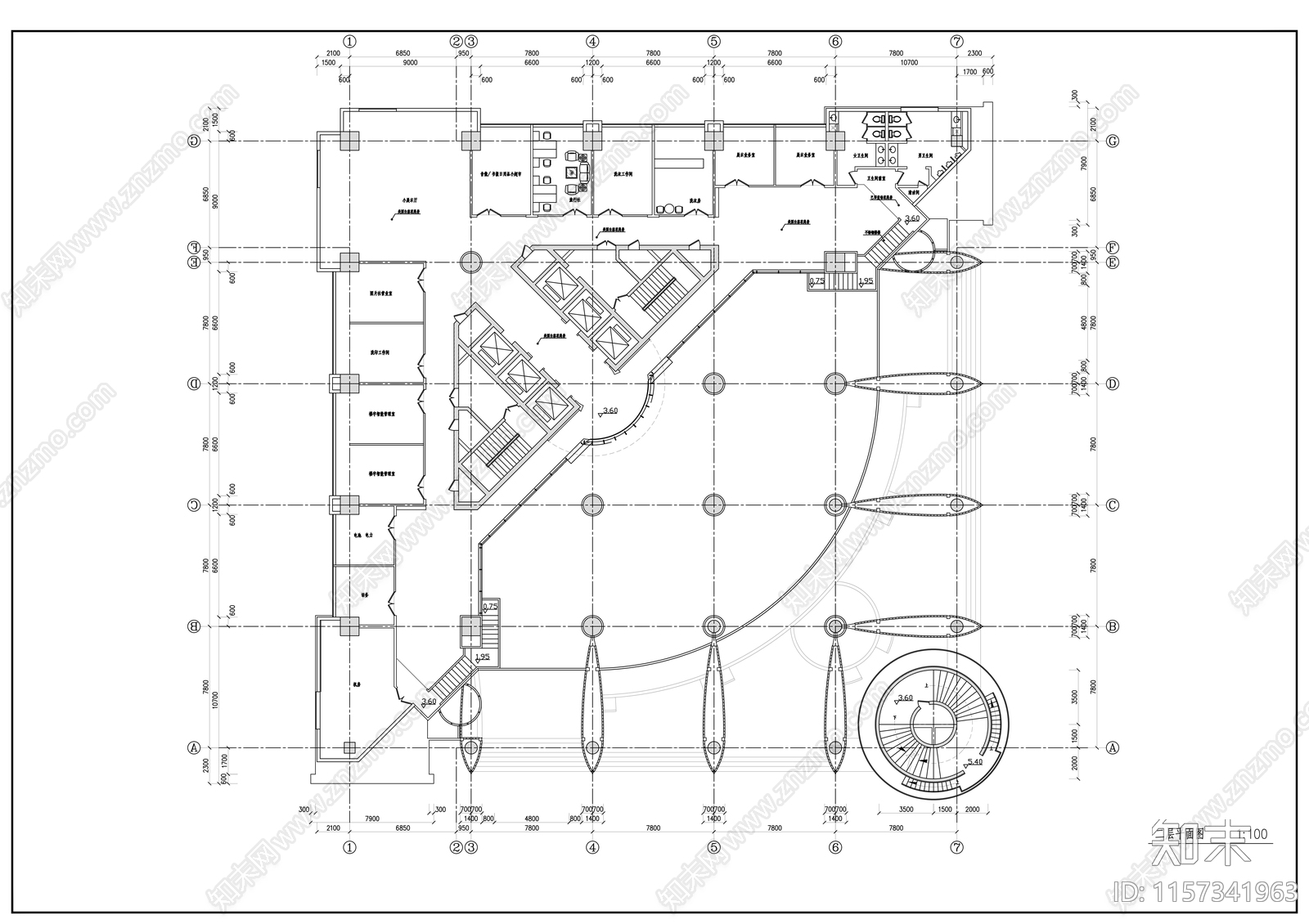 高层办公楼图纸cad施工图下载【ID:1157341963】