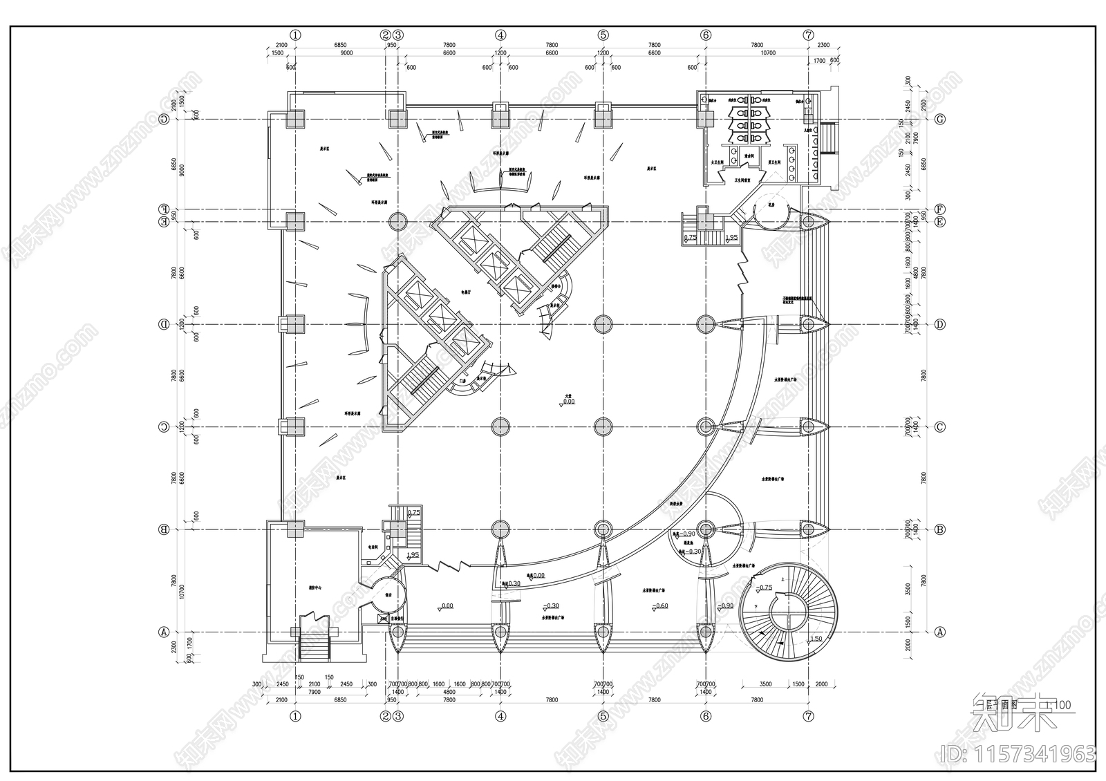 高层办公楼图纸cad施工图下载【ID:1157341963】