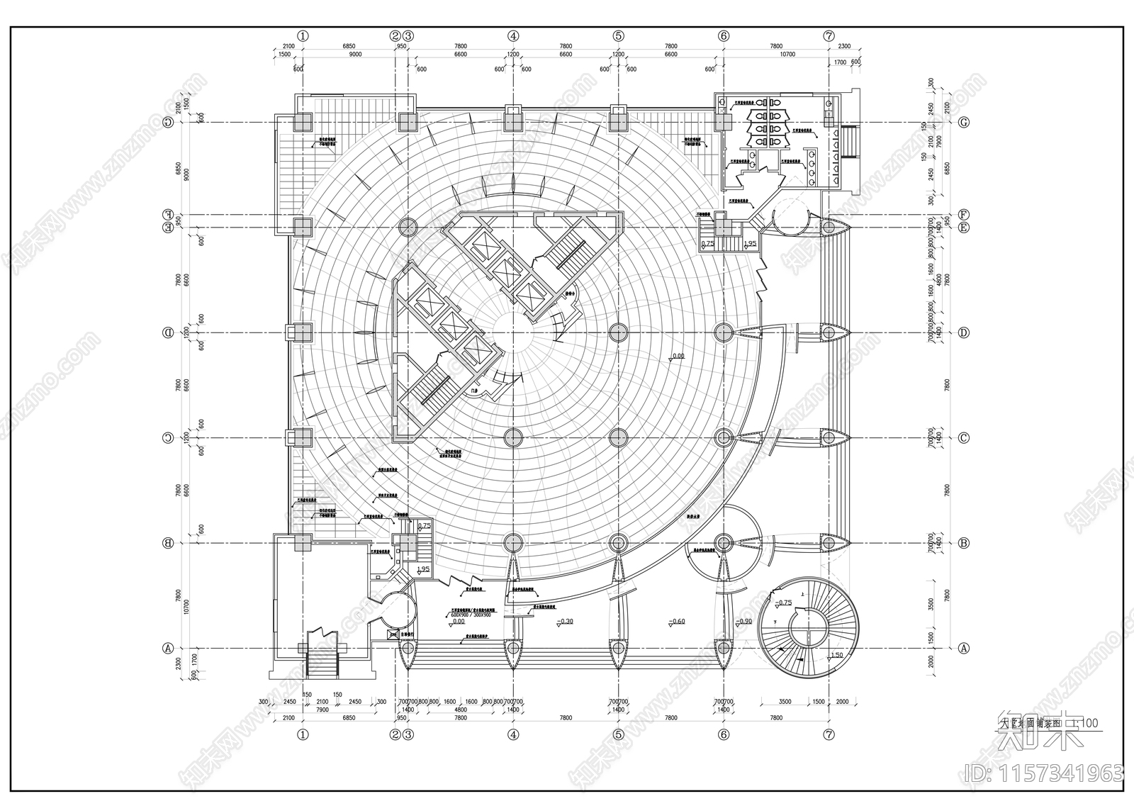 高层办公楼图纸cad施工图下载【ID:1157341963】