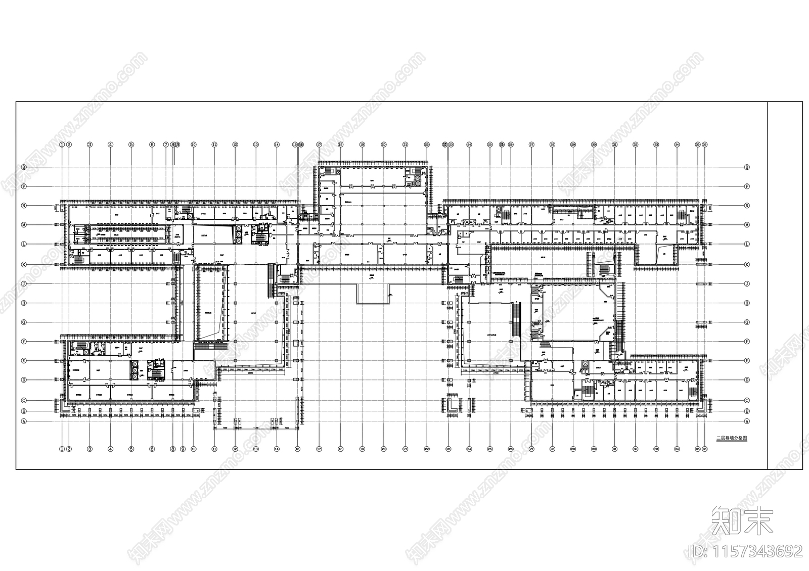 高层双子塔式框架剪力墙结构商务楼幕cad施工图下载【ID:1157343692】