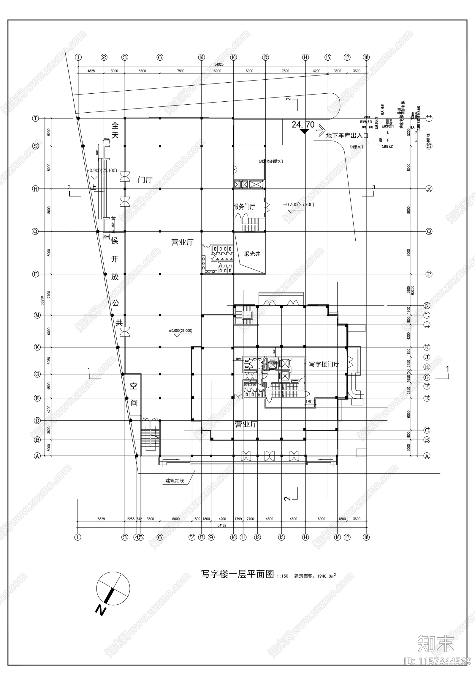 高层写字楼建筑设计图施工图下载【ID:1157344569】