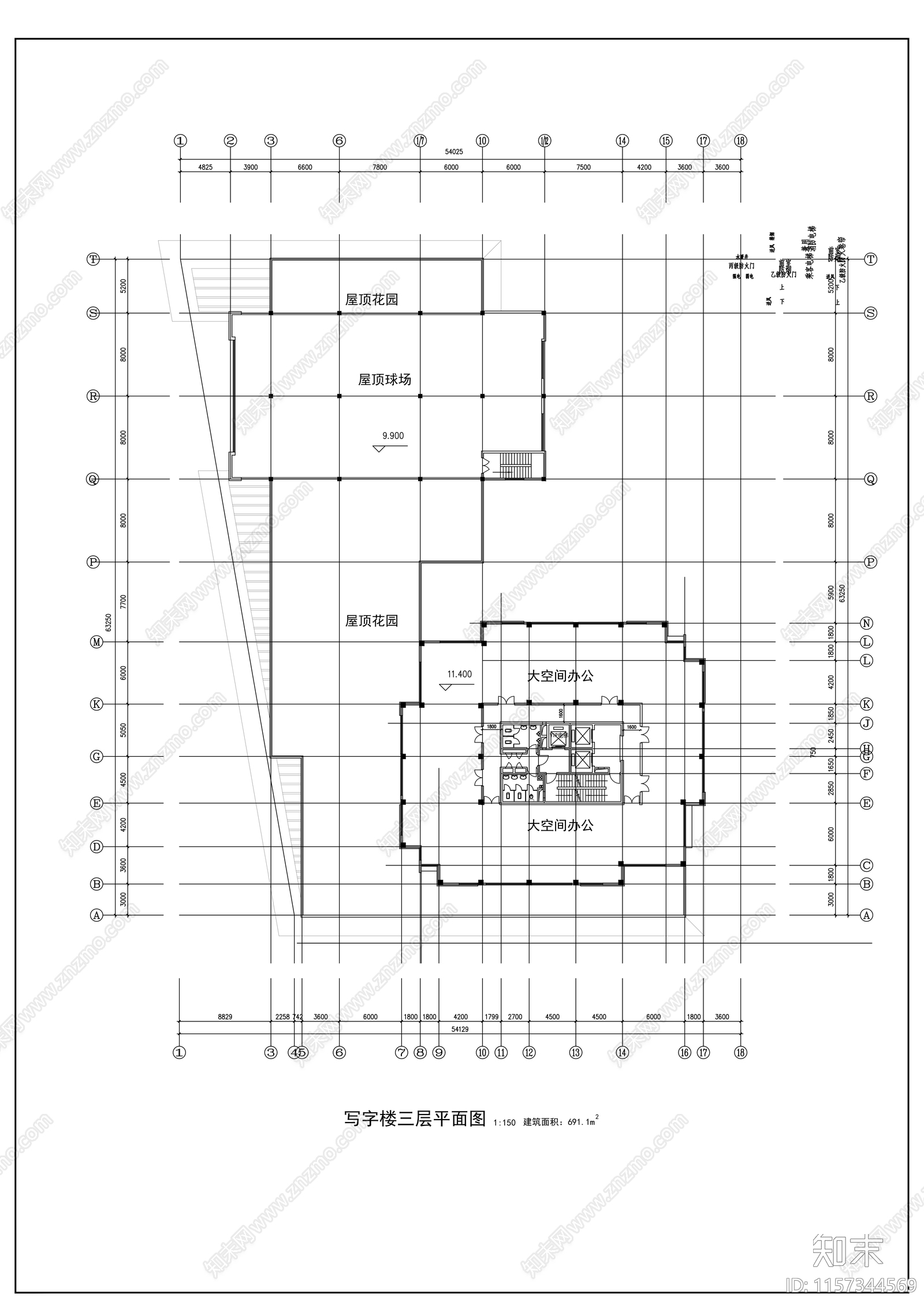 高层写字楼建筑设计图施工图下载【ID:1157344569】