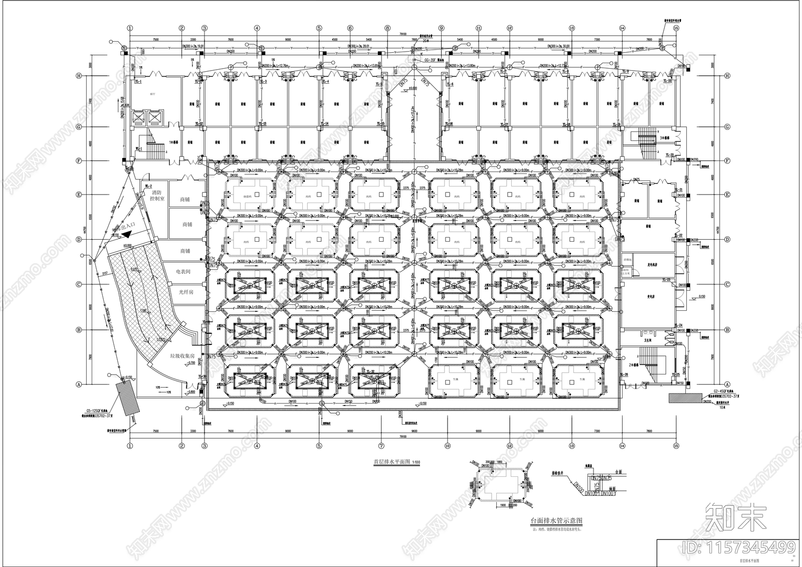 农贸市场新建项目各专业cad施工图下载【ID:1157345499】