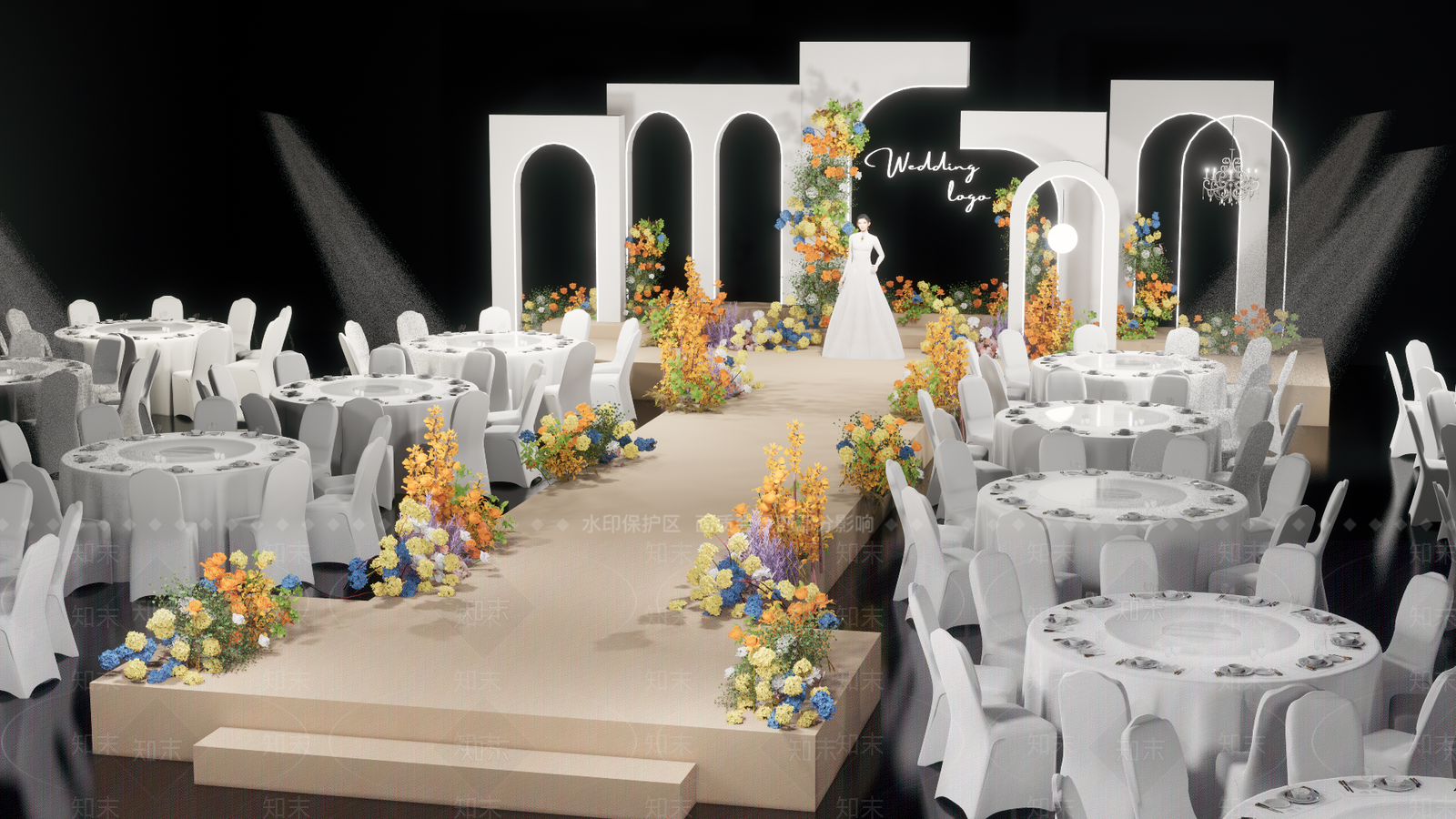 现代花园婚礼美陈SU模型下载【ID:1157410913】
