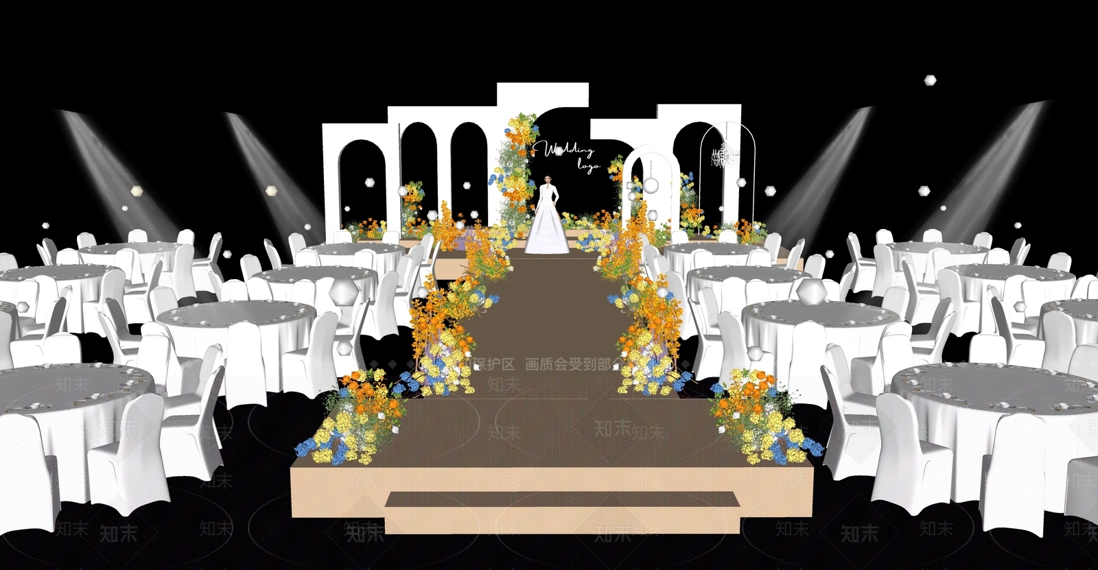 现代花园婚礼美陈SU模型下载【ID:1157410913】