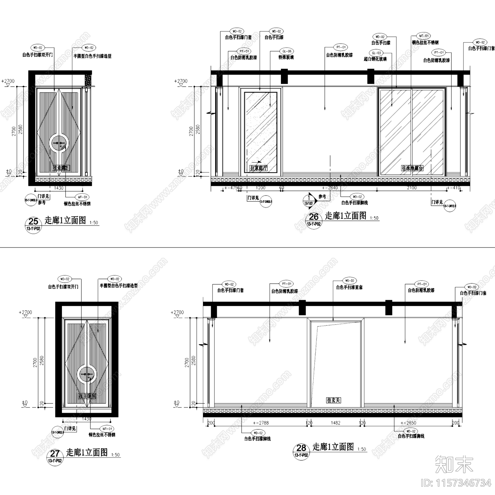 北欧半岛风江西洲悦大平层样板房室内家装cad施工图下载【ID:1157346734】