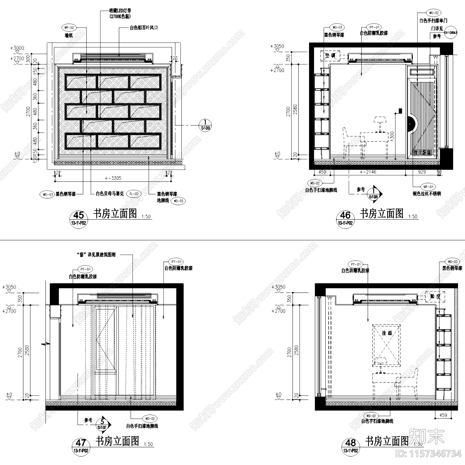 北欧半岛风江西洲悦大平层样板房室内家装cad施工图下载【ID:1157346734】