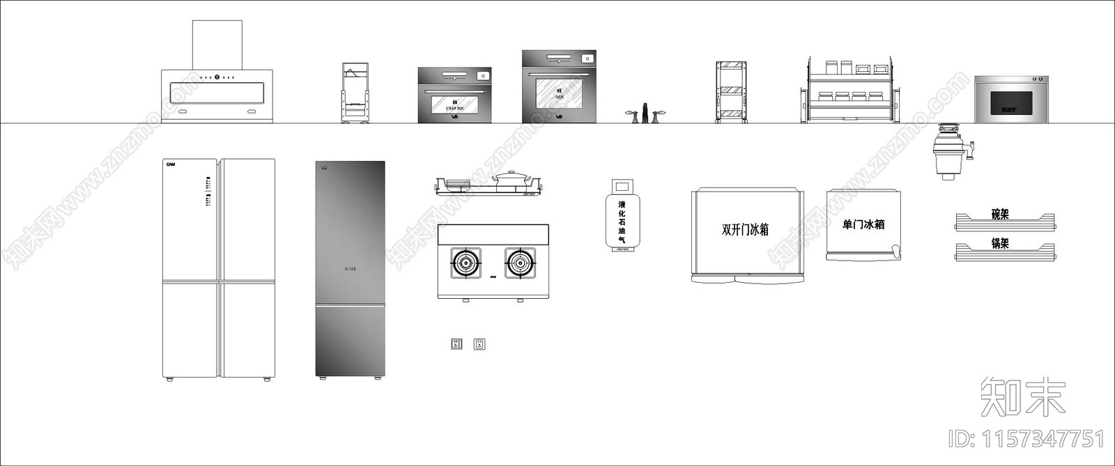 厨卫常用填充图库cad施工图下载【ID:1157347751】