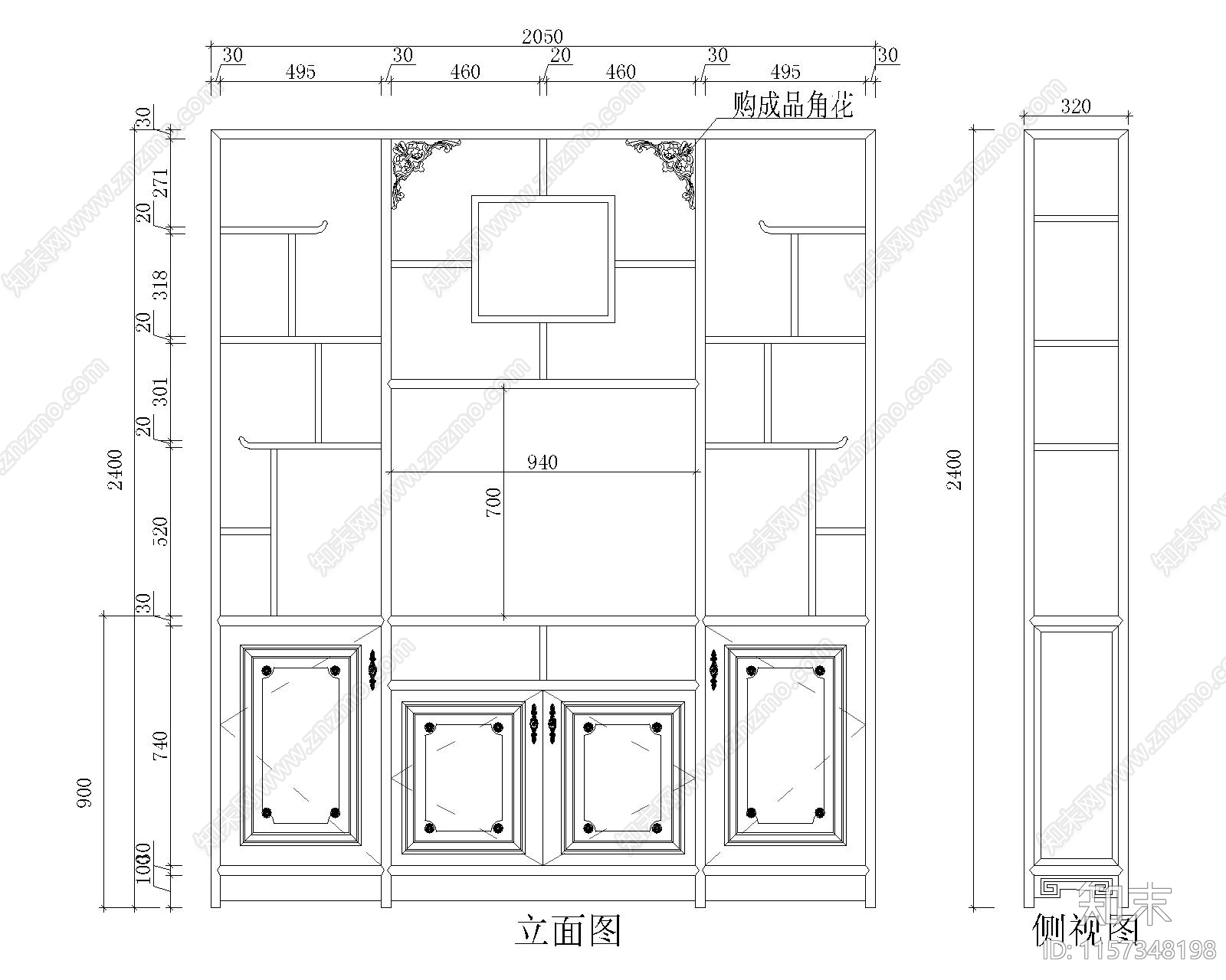 博古架CA施工图下载【ID:1157348198】