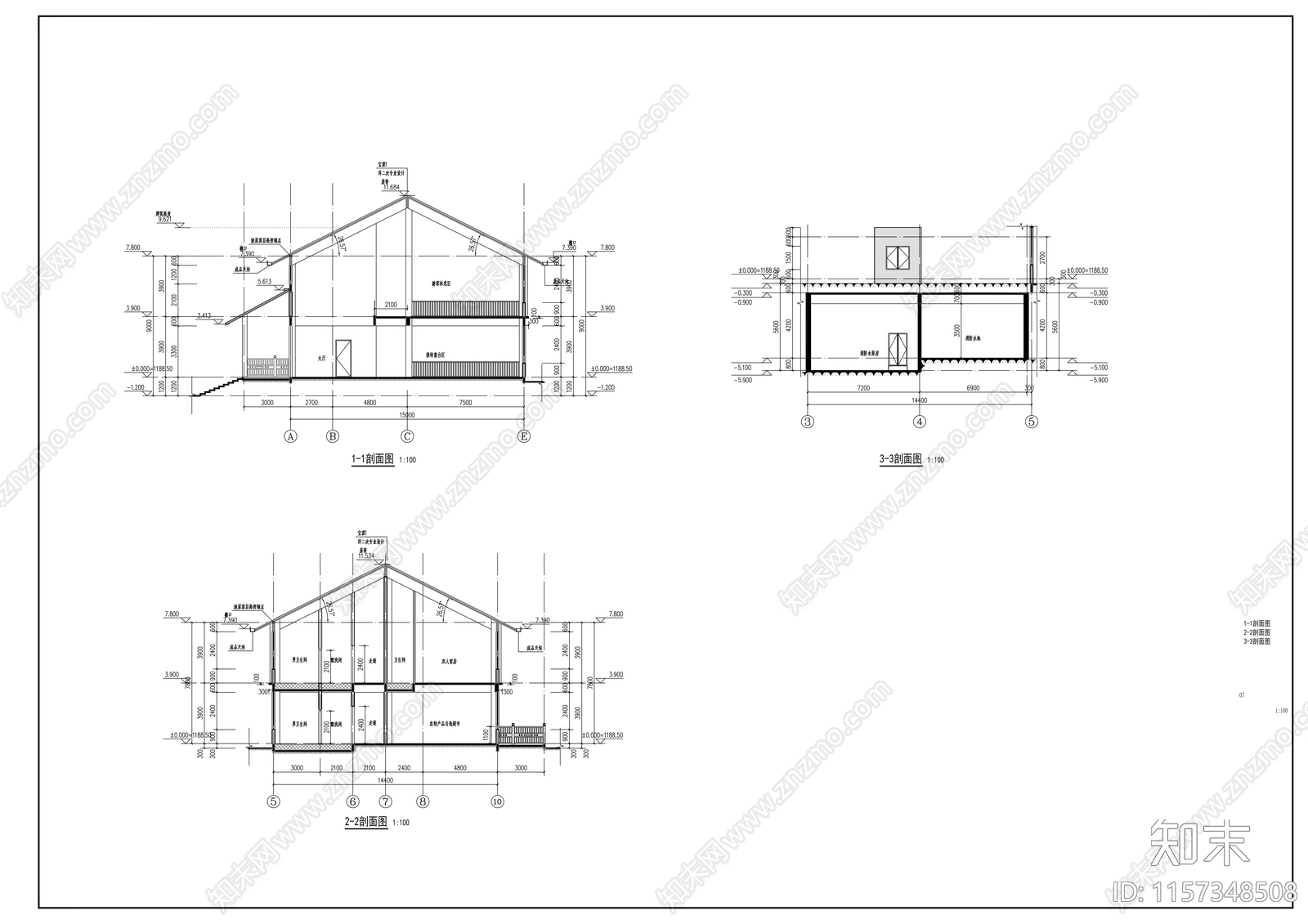 景区游客服务中心建筑cad施工图下载【ID:1157348508】