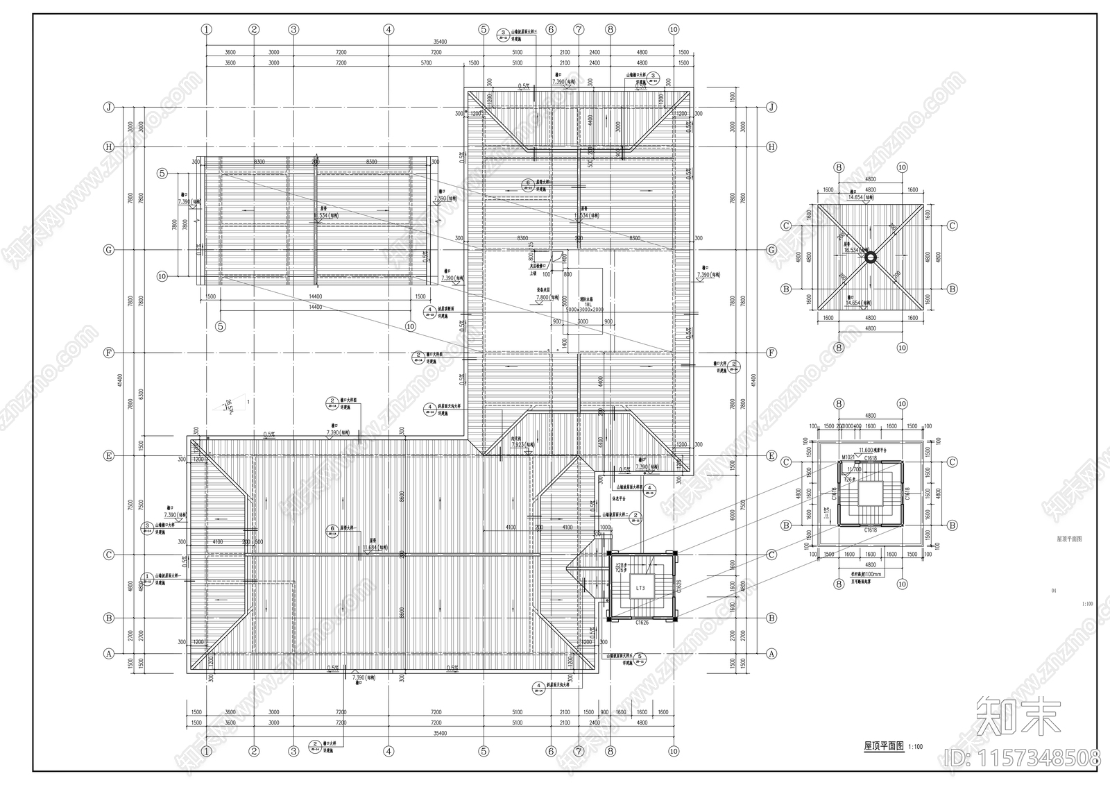 景区游客服务中心建筑cad施工图下载【ID:1157348508】