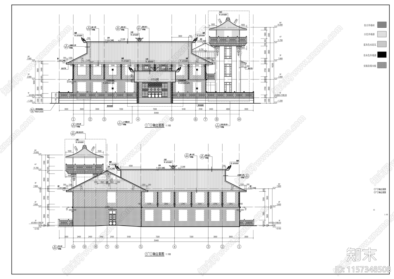 景区游客服务中心建筑cad施工图下载【ID:1157348508】