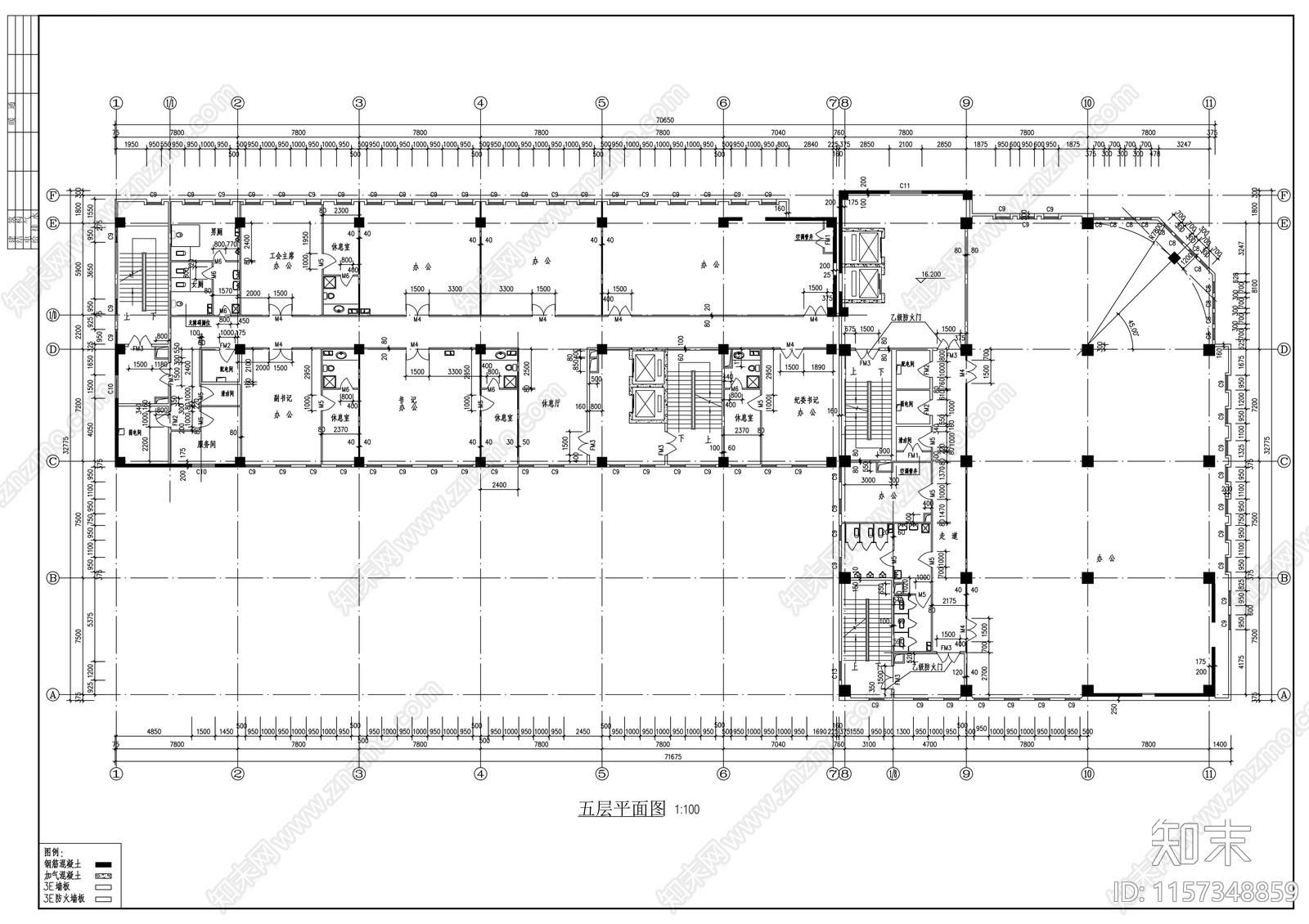 九层办公楼建筑方案图cad施工图下载【ID:1157348859】