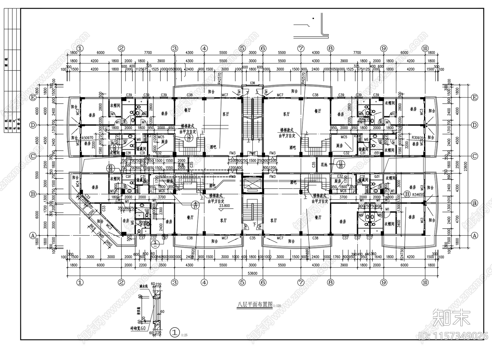 九层办公楼建筑设计图cad施工图下载【ID:1157349026】