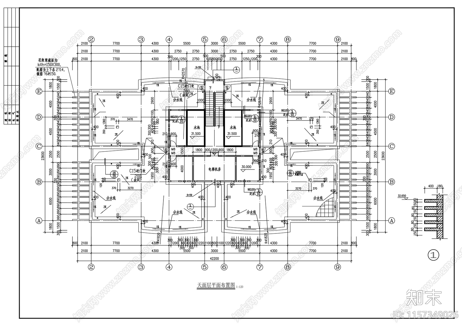 九层办公楼建筑设计图cad施工图下载【ID:1157349026】