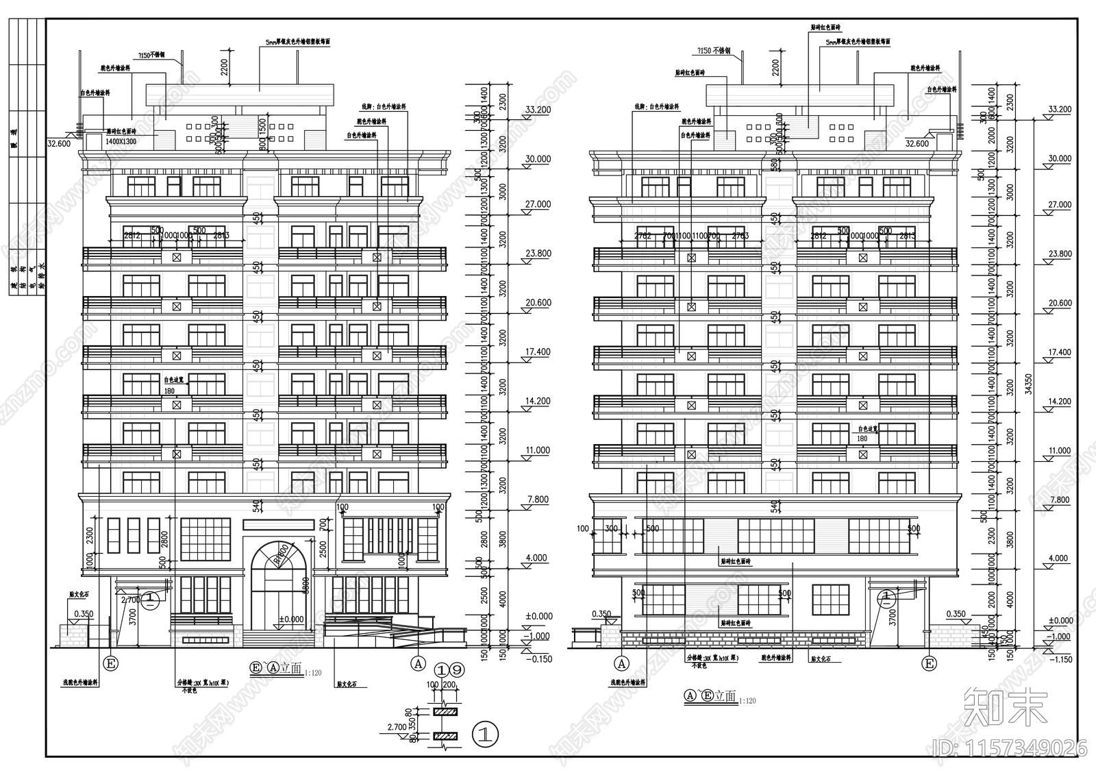 九层办公楼建筑设计图cad施工图下载【ID:1157349026】