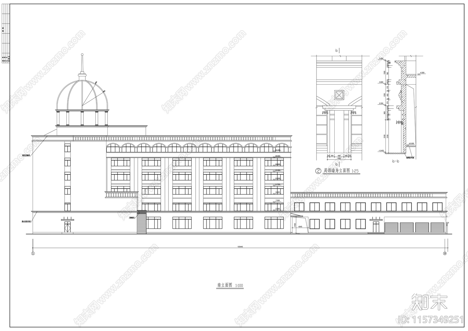 六层餐饮商场办公综合楼建cad施工图下载【ID:1157349251】