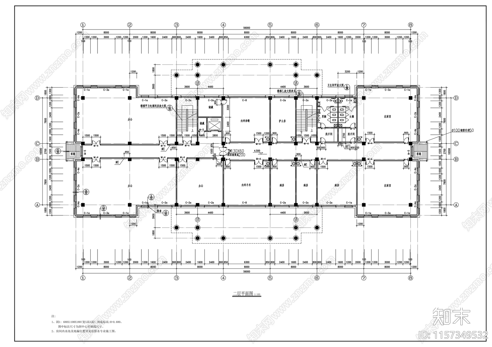 六层欧式医疗办公楼建cad施工图下载【ID:1157349532】