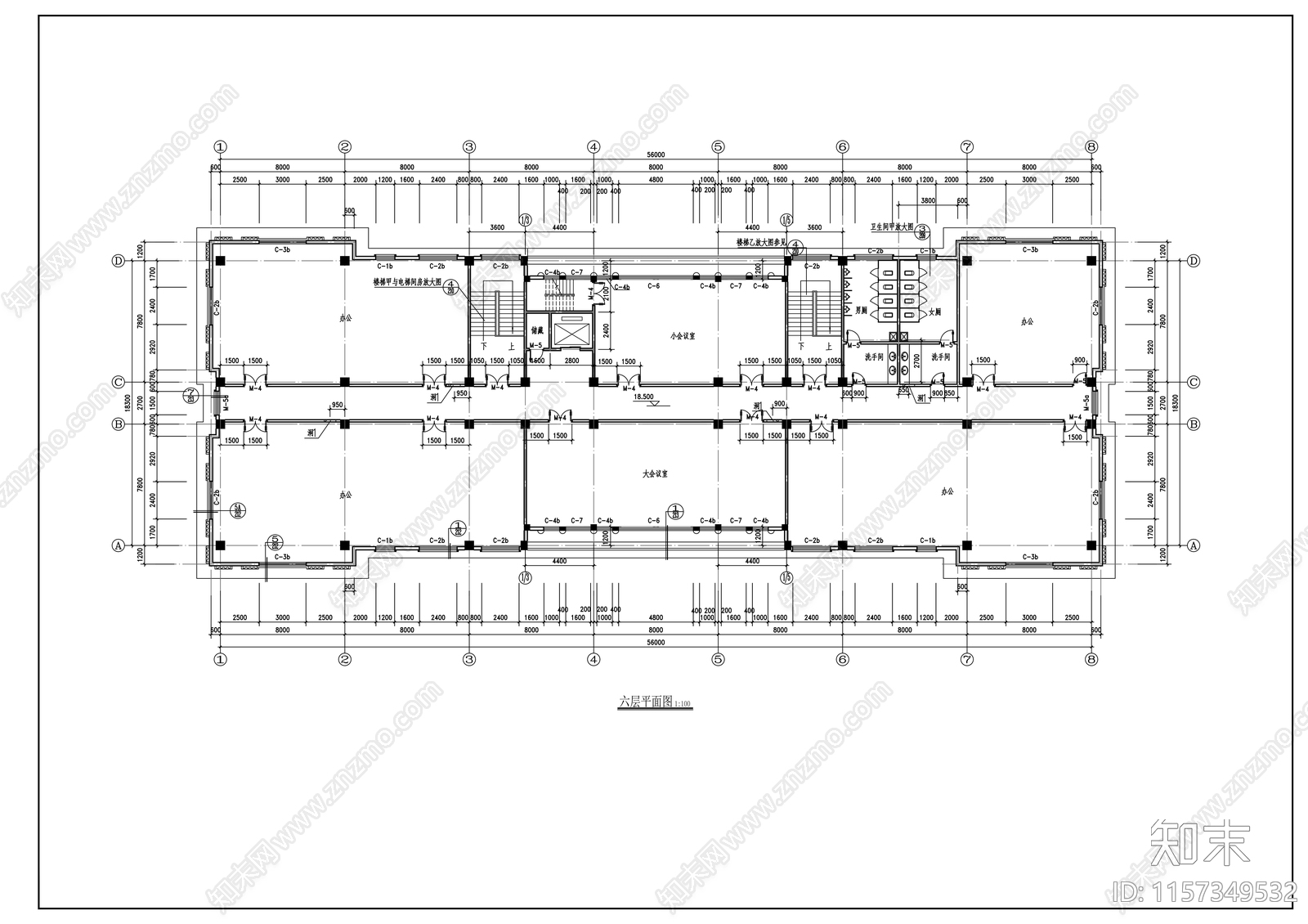 六层欧式医疗办公楼建cad施工图下载【ID:1157349532】