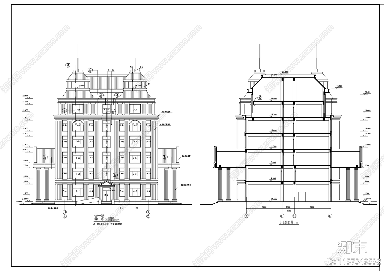 六层欧式医疗办公楼建cad施工图下载【ID:1157349532】