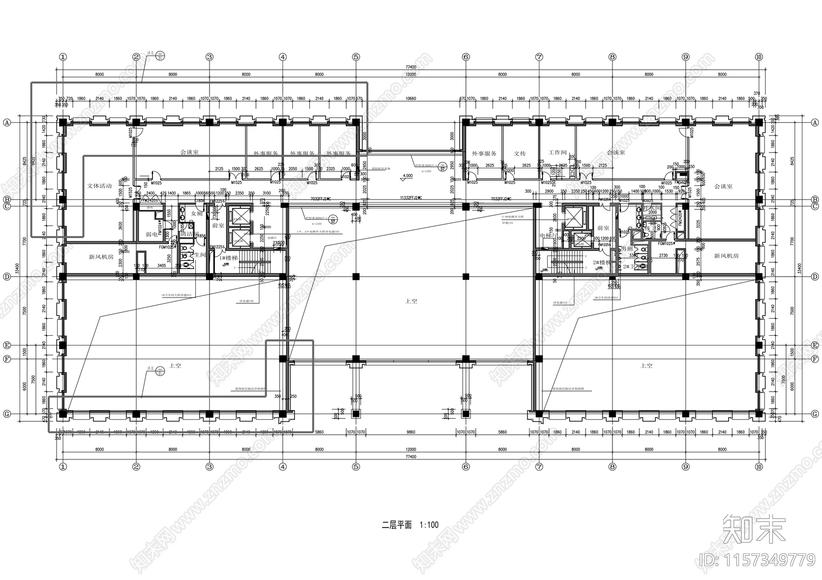 欧式九层办公楼建筑方案设计cad施工图下载【ID:1157349779】