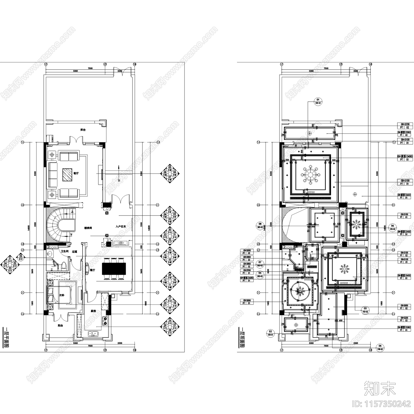 翠屏九溪诚园南区三层别墅N3户型样板房施工图下载【ID:1157350242】