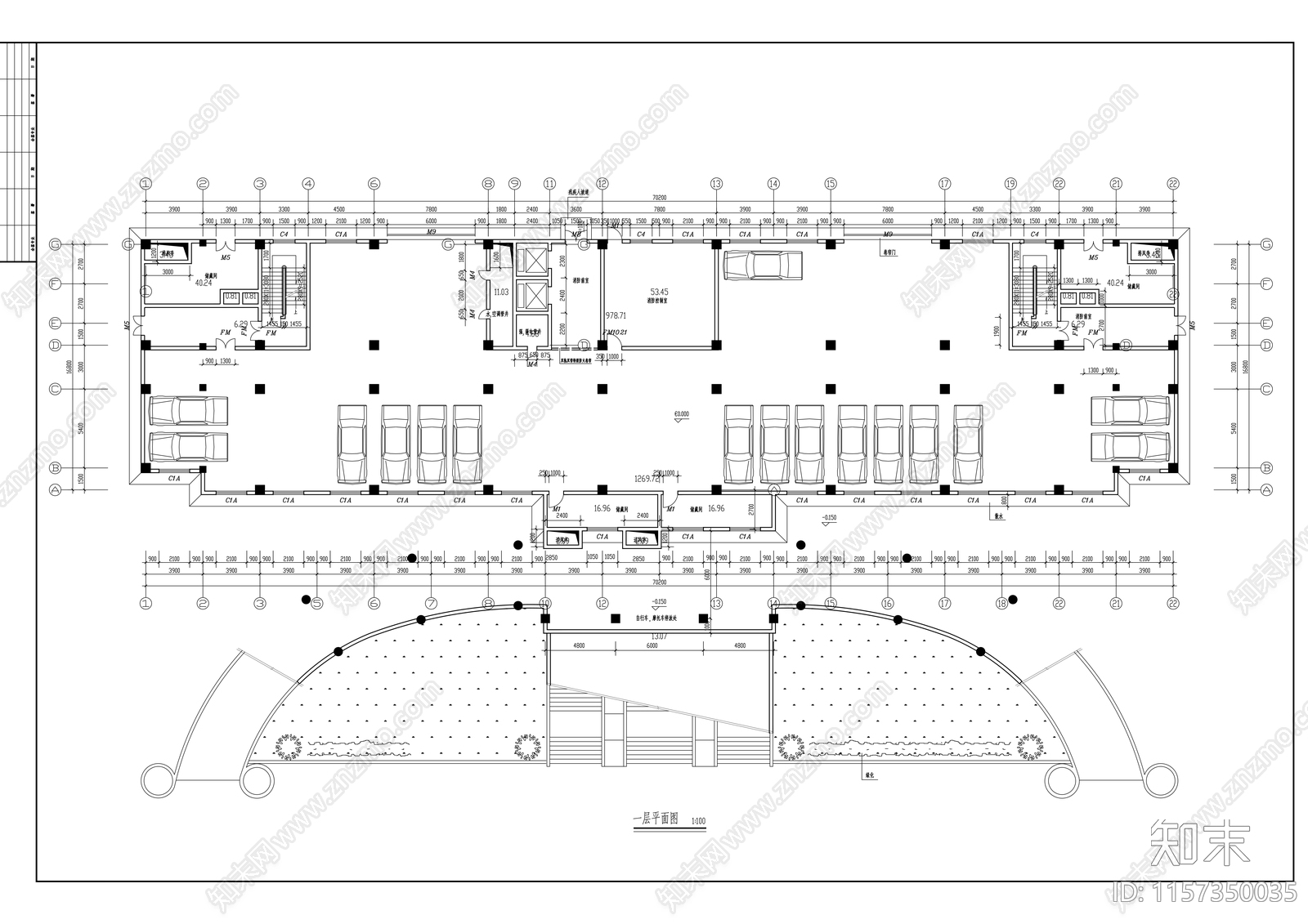 七层办公大楼建施工图下载【ID:1157350035】