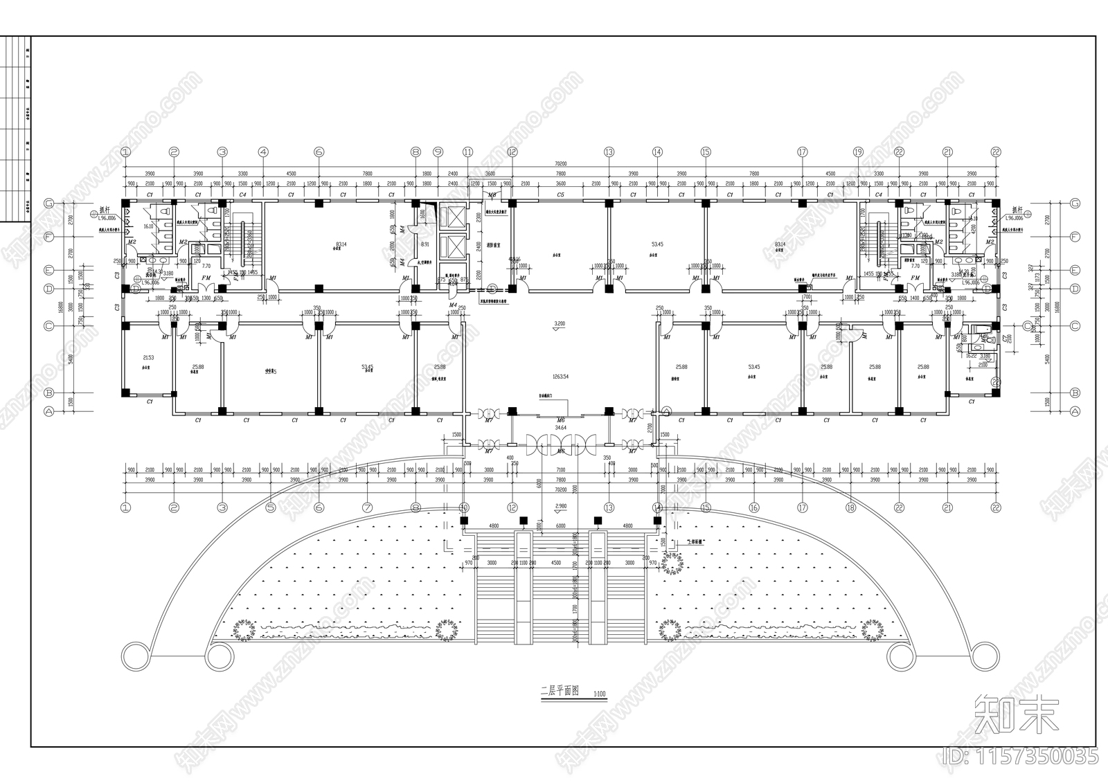 七层办公大楼建施工图下载【ID:1157350035】