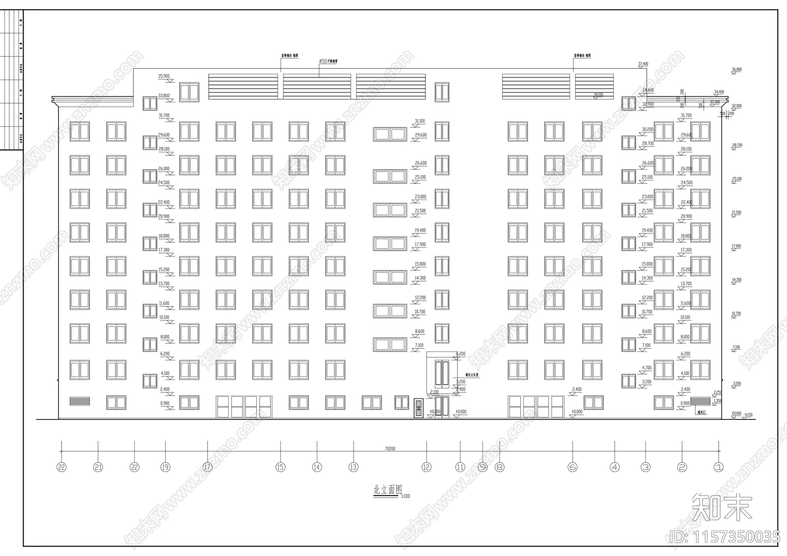 七层办公大楼建施工图下载【ID:1157350035】