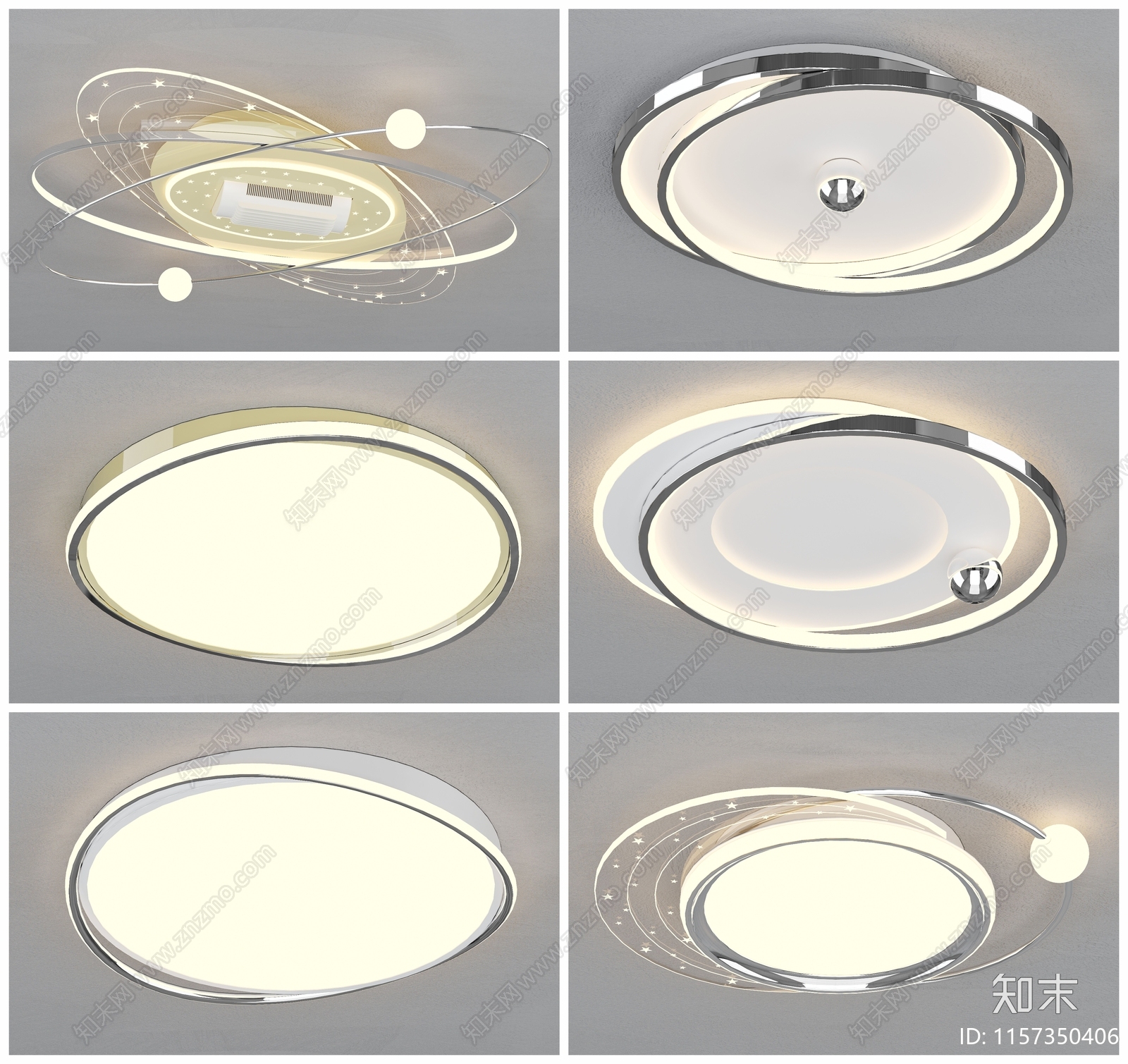 现代吸顶灯3D模型下载【ID:1157350406】