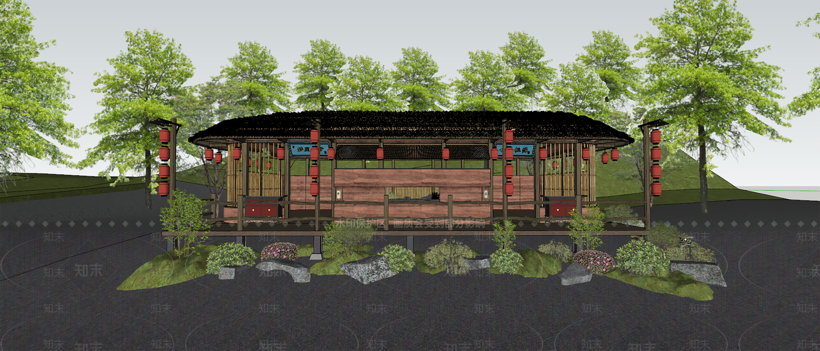 现代户外亭子SU模型下载【ID:1157352614】